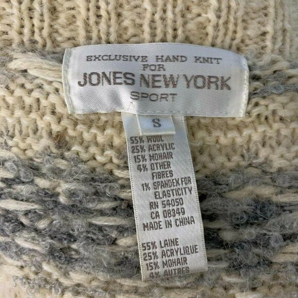 Vintage Hand Knit Wool Cardigan Sweater S Cream - Picture 6 of 6